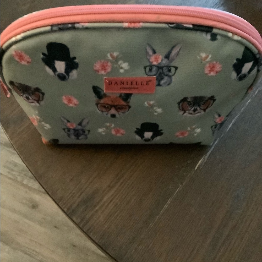 Animal Print Toiletry/Cosmetic Bag - Green and Pink